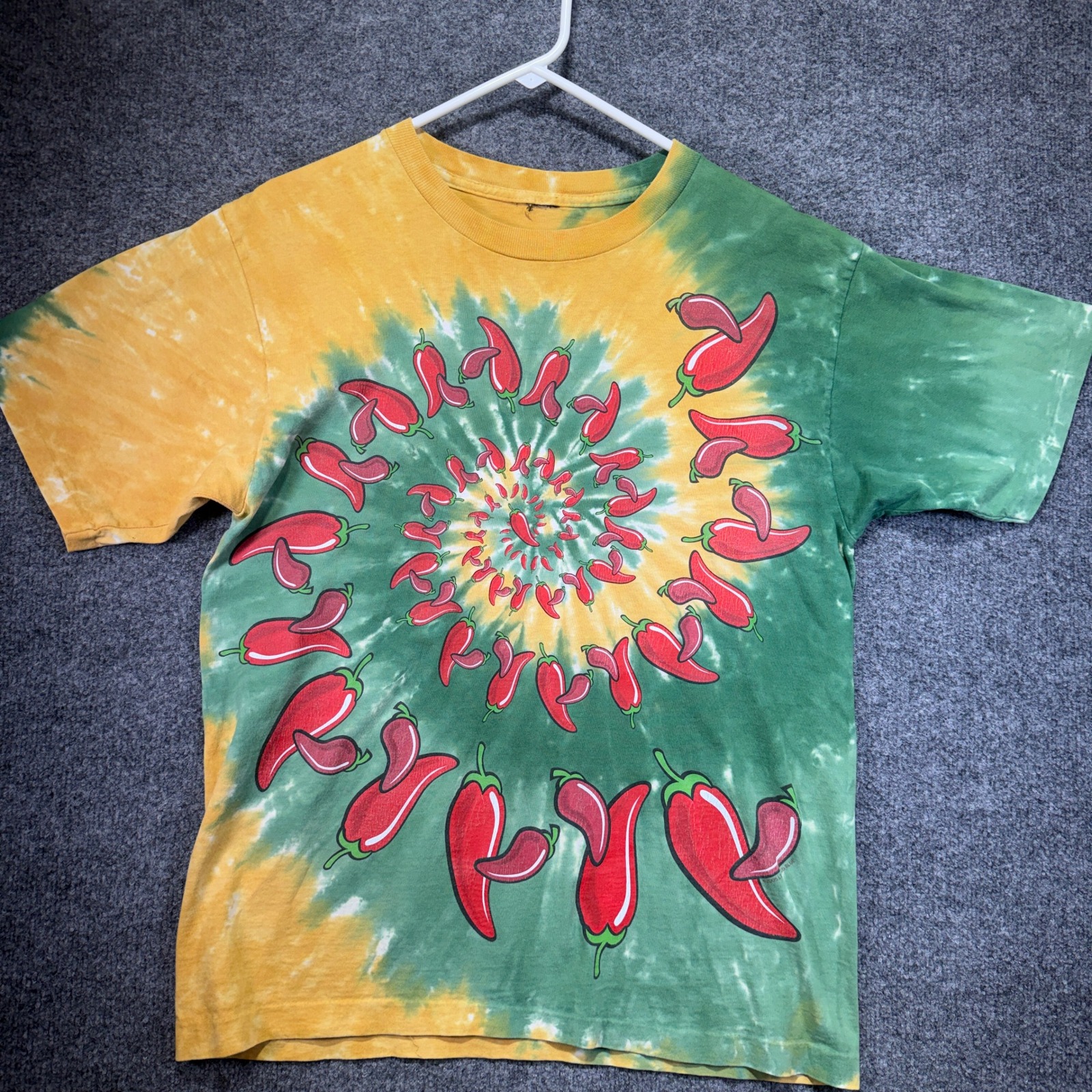 Liquid Blue Red Hot Chili Peppers T-Shirt Men M Green Yellow Tie Dye Vintage Y2k